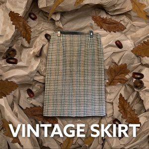 VTG LAUREN JEFFRIES Wool Plaid Midi Skirt